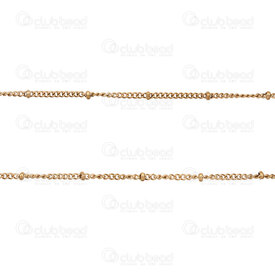 2602-2505-1.8GL - Stainless Steel 304 Satelite Chain 1.8x2.2x0.5mm with 2.5mm Bead Soldered Link Inner Diameter 0.7mm Gold Plated 5m Roll 2602-2505-1.8GL,OS,montreal, quebec, canada, beads, wholesale