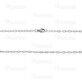 2602-3224-N - Stainless Steel 304 Mirror Cable Chain 2x4x0.5mm Necklace 24" (60.9cm) Natural 1pc 2602-3224-N,chaine inox 2.5mm,1pc,Stainless Steel 304,Mirror Cable,Chain,Necklace,24" (60.9cm),2x4x0.5mm,Natural,1pc,China,montreal, quebec, canada, beads, wholesale