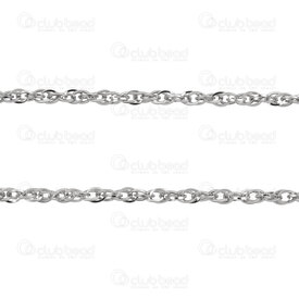 2602-6010-S2.0N - Stainless Steel 304 Rope Chain 2x0.4mm Square Wire Soldered Natural 10m Roll 2602-6010-S2.0N,torsade,montreal, quebec, canada, beads, wholesale