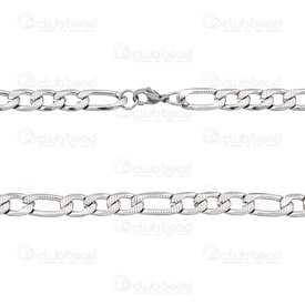 2602-6522-16 - Stainless Steel 304 Figaro Chain Necklace 21.5" (55cm) 16x17.5x2mm Striped Natural 1pc 2602-6522-16,New Products,Stainless Steel 304,Figaro,Chain,Necklace,21.5" (55cm),16x17.5x2mm,Natural,Striped,1pc,China,montreal, quebec, canada, beads, wholesale