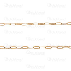 2602-7005-2.6GL - Acier Inoxydable 304 Chaine Trombone 2.6x6x0.6mm Soude Plaque Or Rouleau 5m 2602-7005-2.6GL,Chaînes,Par styles,Trombone,montreal, quebec, canada, beads, wholesale