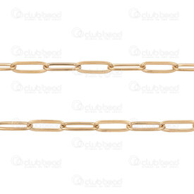 2602-7005-4.12GL - Acier Inoxydable 304 Chaine Trombone Plat 4x12x0.8mm Soude Plaque Or Rouleau 5m 2602-7005-4.12GL,Chaînes,Acier inoxydable,montreal, quebec, canada, beads, wholesale