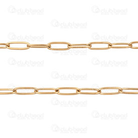 2602-7005-4GL - Acier Inoxydable 304 Chaine Trombone 4x11x0.8mm Soude Plaque Or Rouleau 5m 2602-7005-4GL,Chaînes,Acier inoxydable,montreal, quebec, canada, beads, wholesale