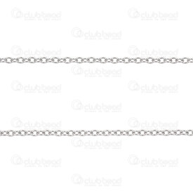 2602-7010-1.6N - Stainless Steel Cable Chain 1.6x2x0.4mm Soldered Natural 10m Roll 2602-7010-1.6N,Chains,montreal, quebec, canada, beads, wholesale