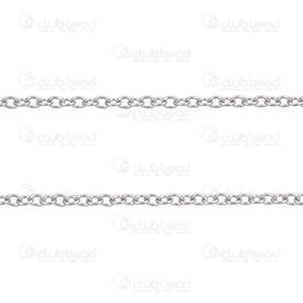 2602-7010-2N - Stainless Steel Cable Chain 2x2.6x0.5mm Soldered Natural 10m Roll 2602-7010-2N,Chains,montreal, quebec, canada, beads, wholesale