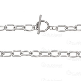 2602-7024-8N - Acier Inoxydable 304 Chaine Forcat 8x13.5x2mm Non Soude Collier 24po (60cm) avec Fermoir Cabillot Naturel 1pc 2602-7024-8N,Chaînes,Par styles,montreal, quebec, canada, beads, wholesale