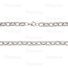 2602-7223-8N - Stainless Steel Flat Cable Chain 10.5x8x3mm Unsoldered Necklace 23" (58cm) Natural 1pc 2602-7223-8N,New Products,montreal, quebec, canada, beads, wholesale