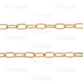 2602-7605-10GL - Acier Inoxydable 304 Chaine Trombone 5x10x1mm Maillons Fil Carré Non Soude Plaque Or Rouleau de 5m 2602-7605-10GL,Chaînes,Par styles,Trombone,montreal, quebec, canada, beads, wholesale