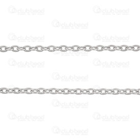 2602-7905-4N - Stainless Steel 304 Cable Chain 4x5x1mm Hammered Design Unsoldered Natural 5m Roll 2602-7905-4N,Chains,By styles,montreal, quebec, canada, beads, wholesale