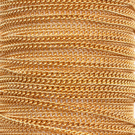 2602-8005-1.8GL - Stainless Steel Curb Chain 1.8x2x0.5mm 0.7mm hole Sold Link Gold 5m roll 2602-8005-1.8GL,Chains,Stainless Steel ,montreal, quebec, canada, beads, wholesale