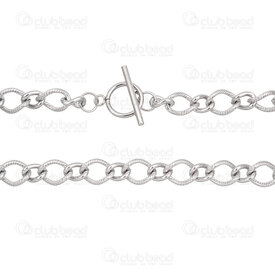 2602-8224-10N - Stainless Steel Curb Chain 13.5x10x2mm 10x7.5x2mm Twisted Link Unsoldered Necklace 24" (60cm) with Toggle Clasp Natural 1pc 2602-8224-10N,Chains,montreal, quebec, canada, beads, wholesale