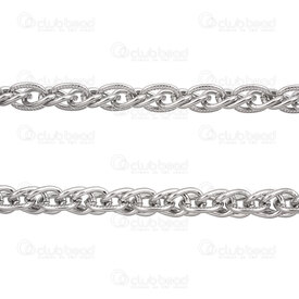 2602-8305-8N - Stainless Steel 304 Curb Chain 8x11x1.5mm with Hammered Link 8.5x11.5x1.5mm Unsoldered Natural 5m Roll 2602-8305-8N,W*,montreal, quebec, canada, beads, wholesale