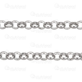 2602-8505-6N - Acier Inoxydable Chaine Rolo 6x2x0.9mm Non Soude Naturel Rouleau 5m 2602-8505-6N,2602-,montreal, quebec, canada, beads, wholesale