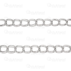 2602-9905-8N - Stainless Steel 304 Chainmail Chain 8x10x1mm Double Row Unsoldered Natural 5m Roll 2602-9905-8N,chaîne,montreal, quebec, canada, beads, wholesale