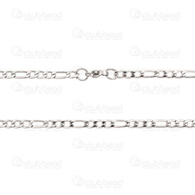 2603-0520-N - Stainless Steel Figaro Chain 3.8x6x1mm 3.8x8.5x1mm Unsoldered Necklace 20" (50cm) Natural 10pcs 2603-0520-N,Chains,montreal, quebec, canada, beads, wholesale