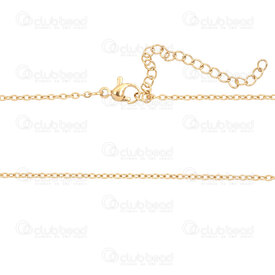 2603-0818-1.6XGL - Stainless Steel Cable Mirror Chain 1.6x2.3x0.4mm Soldered Necklace 18" (46cm) with Chain Extender 50mm Gold Plated 10pcs 2603-0818-1.6XGL,Chains,montreal, quebec, canada, beads, wholesale