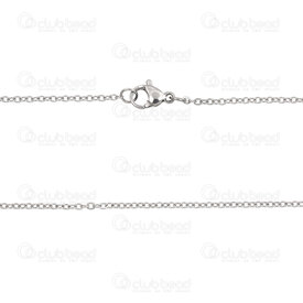 2603-0820-1.6N - Stainless Steel Cable Mirror Chain 1.6x2x0.4mm Soldered Necklace 20in (50cm) Natural 12pcs 2603-0820-1.6N,Chains,montreal, quebec, canada, beads, wholesale