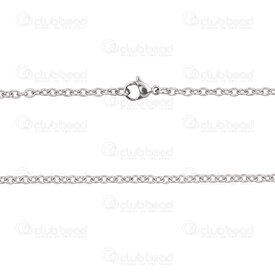2603-0820-2.4N - Stainless Steel Cable Mirror Chain 2.4x3x0.55mm Soldered Necklace 20in (50cm) Natural 12pcs 2603-0820-2.4N,Chains,montreal, quebec, canada, beads, wholesale