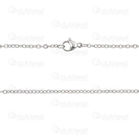 2603-0820-2N - Stainless Steel Cable Mirror Chain 2x2.8x0.5mm Soldered Necklace 20in (50cm) Natural 12pcs 2603-0820-2N,chaine inox 2.5mm,montreal, quebec, canada, beads, wholesale