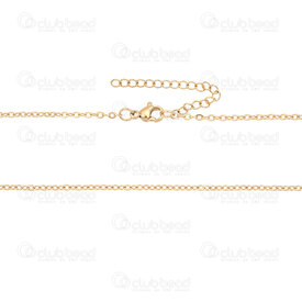 2603-0820-XGL - Stainless Steel Cable Mirror Chain 2x2.5x0.4mm Soldered Necklace 20" (50.8cm) with Chain Extention 50mm Gold 10pcs 2603-0820-XGL,Chains,montreal, quebec, canada, beads, wholesale