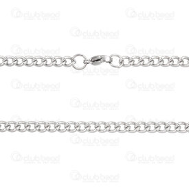 2603-0918-4.2N - Stainless Steel Curb Chain 4.2x6x1.2mm Unsoldered Necklace 18" (45cm) Natural 5pcs 2603-0918-4.2N,Chains,montreal, quebec, canada, beads, wholesale