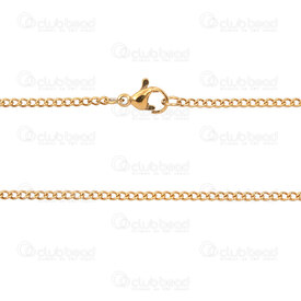 2603-0924-1.8GL - Stainless Steel 304 Curb Chain 1.8X2.5x0.45mm Soldered Necklace 24in (61cm) Gold Plated 10pcs 2603-0924-1.8GL,g,montreal, quebec, canada, beads, wholesale