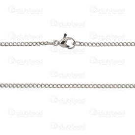 2603-0924-1.8N - Stainless Steel 304 Curb Chain 1.8X2.5x0.45mm Soldered Necklace 24in (61cm) Natural 10pcs 2603-0924-1.8N,montreal, quebec, canada, beads, wholesale