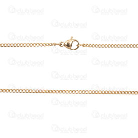 2603-0924-GL - Acier Inoxydable 304 Chaine Gourmette 2x2.5x0.45mm Soude Collier 24po (61cm) Plaque Or 10pcs 2603-0924-GL,45,montreal, quebec, canada, beads, wholesale