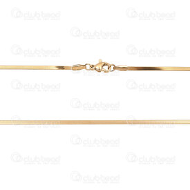 2603-1320-2.0GL - Acier Inoxydable 304 Chaine Serpent Plat 2x0.4mm Collier 20po (50cm) Plaque Or 10pcs 2603-1320-2.0GL,Chaînes,Acier inoxydable,montreal, quebec, canada, beads, wholesale