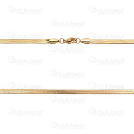 2603-1320-3.0GL - Acier Inoxydable 304 Chaine Serpent Plat 3x0.5mm Collier 20po (50cm) Plaque Or 10pcs 2603-1320-3.0GL,Chaînes,Acier inoxydable,montreal, quebec, canada, beads, wholesale