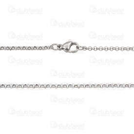 2603-3124-N2 - Acier Inoxydable 304 Chaine Rolo 2mm Soude Collier 61cm (24po) Naturel 10pcs 2603-3124-N2,montreal, quebec, canada, beads, wholesale