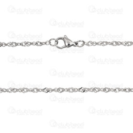 2603-6018-2N - Stainless Steel 304 Twisted Chain 2x0.4mm Soldered Necklace 18in (45cm) Natural 10pcs 2603-6018-2N,Chains,montreal, quebec, canada, beads, wholesale