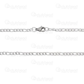2603-6520-06 - Stainless Steel Necklace Figaro Chain 5.5x3mm 0.8mm wire 19.5'' (50cm) Natural 10pcs 2603-6520-06,Stainless Steel,Chains,montreal, quebec, canada, beads, wholesale