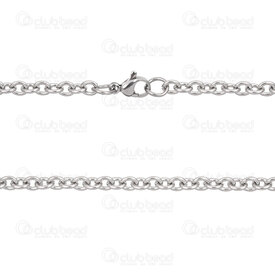 2603-7418-4N - Stainless Steel Cable Round Chain 4x4.8x1mm Unsoldered Necklace 18" (46cm) Natural 10pcs 2603-7418-4N,Chains,montreal, quebec, canada, beads, wholesale