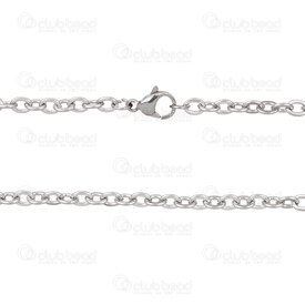 2603-7620-4N - Stainless steel necklace cable mirror chain 3x4mm Natural unsoldered 19.5'' (50cm) 10pcs 2603-7620-4N,Stainless Steel,Chains,montreal, quebec, canada, beads, wholesale