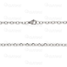 2603-7918-3.8N - Stainless Steel Cable Chain Diamond Cut 3.8x5x1mm Unsoldered Necklace 18" (46cm) Natural 10pcs 2603-7918-3.8N,Chains,Stainless Steel ,montreal, quebec, canada, beads, wholesale