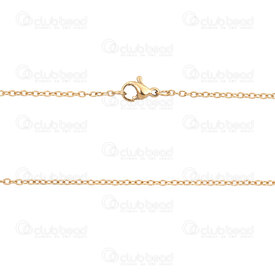 2604-0828-1.6GL - Stainless Steel Cable Mirror Chain 1.6x2.3x0.4mm Soldered Necklace 28in (71cm) Gold Plated 12pcs 2604-0828-1.6GL,Chaine Forcat Miroir Acier Inoxydable,montreal, quebec, canada, beads, wholesale