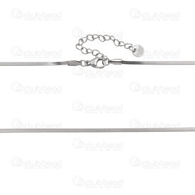 2604-1316-2.0X - Acier Inoxydable 304 Chaine Serpent Plat 2x0.4mm Collier 41cm (16po) avec Chaine de Rallonge 55mm et Breoque Naturel 6pcs 2604-1316-2.0X,Chaînes,Par styles,Serpent,montreal, quebec, canada, beads, wholesale