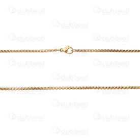 2604-1720-2GL - Acier Inoxydable 304 Chaine Venitienne 2mm Non Soude Collier 19.5po (50cm) Plaque Or 5pcs 2604-1720-2GL,OS,montreal, quebec, canada, beads, wholesale