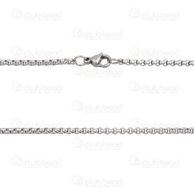 2604-1722-2N - Stainless Steel Venetian Box Chain 2x2mm Unsoldered Necklace 22'' (56cm) Natural 12pcs 2604-1722-2N,Chains,montreal, quebec, canada, beads, wholesale