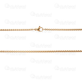 2604-1728-2GL - Stainless Steel 304 Venetian Box Chain 2mm Necklace 28in (70cm) Gold Plated 5pcs 2604-1728-2GL,sous,montreal, quebec, canada, beads, wholesale