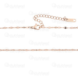 2604-5016-2.0XRGL - Stainless Steel 304 Sequin Dapped Chain Necklace 16in (40.6cm) 3.5x2x0.1mm Rose Gold 10pcs 2604-5016-2.0XRGL,acier fermoir,Stainless Steel 304,Sequin Dapped,Chain,Necklace,16in (40.6cm),3.5x2x0.1mm,Rose Gold,10pcs,montreal, quebec, canada, beads, wholesale
