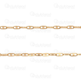 2605-0105-H2GL - Acier Inoxydable 304 Chaine Marine 2x4.5x0.4mm Soude Motif Martele Plaque Or Rouleau 5m 2605-0105-H2GL,Chaînes,Par styles,Autres,montreal, quebec, canada, beads, wholesale