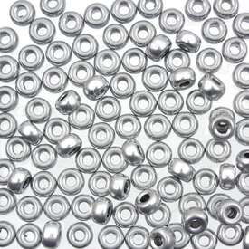 2782-9870 - Glass Bead Crowbead Donut 6mm Metallic Silver 3mm Hole 100pcs Czech Republic 2782-9870,Beads,Crowbeads,Glass,montreal, quebec, canada, beads, wholesale