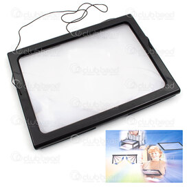 2801-0036 - PVC Magnifier 27.5x19.5cm Hand Free with light Black Battery not included 1pc 2801-0036,Magnifiers,montreal, quebec, canada, beads, wholesale