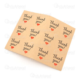 2801-0058 - Autocollant Rond 35mm Inscription ''Thank you!'' avec Cœur Rouge 120pcs 2801-0058,0,montreal, quebec, canada, beads, wholesale