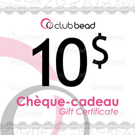 3000-0000-10 - Gift Certificate $10 applicable in store and online ( pdf file) 3000-0000-10,Gift-certificates,montreal, quebec, canada, beads, wholesale