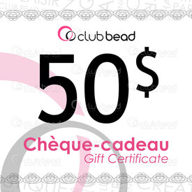 3000-0000-50 - Gift Certificate $50 applicable in store and online ( pdf file) 3000-0000-50,Gift-certificates,montreal, quebec, canada, beads, wholesale