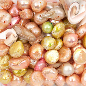 3002-1113-02 - Fresh Water Pearl Beads Assortment Rose-Gold-Yellow Colors-Sizes-Shapes App. 150gr 1 bag  Limited Quantity! 3002-1113-02,Perles pendentif,montreal, quebec, canada, beads, wholesale