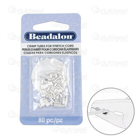 346B-024 - Beadalon Metal Crimp Tube for Strech Cord 0.8mm Silver Plated 80pcs 346B-024,beadalon,montreal, quebec, canada, beads, wholesale